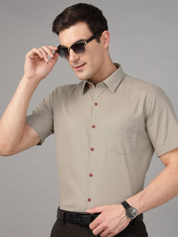 Hancock Men Gin Solid Pure Cotton Slim Fit Formal Shirt