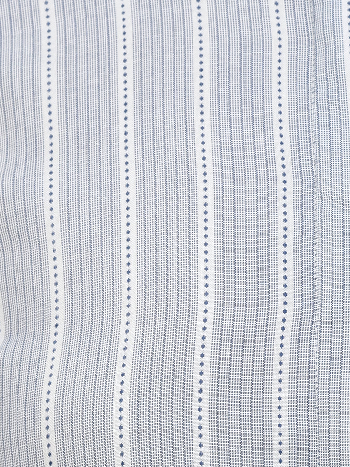 Hancock Women Bluish Grey Stripe Pure Cotton Regular Fit Formal Shirt
