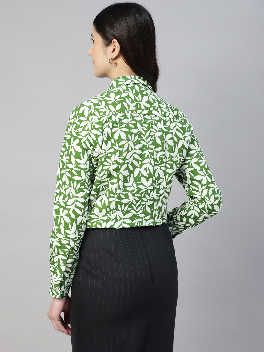 Hancock Women Green Prints Pure Cotton Regular Fit Formal Shirt