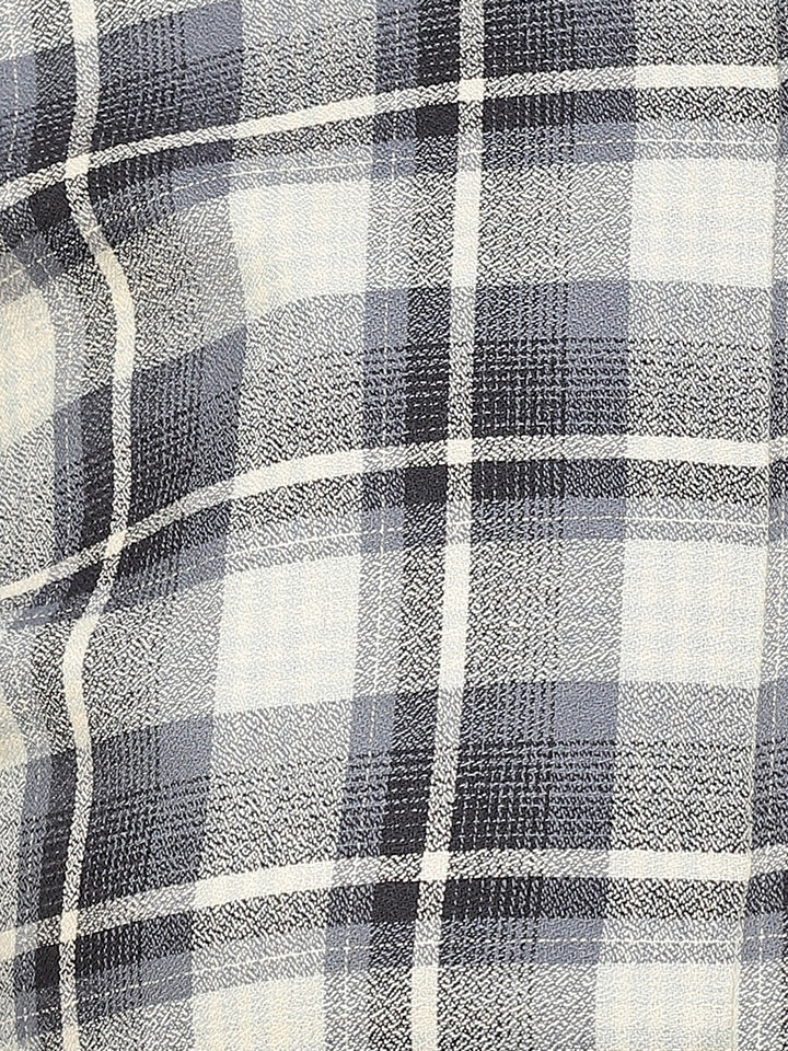 Hancock Women Beige & Navy Blue Check Pure Cotton Regular Fit Formal Shirt