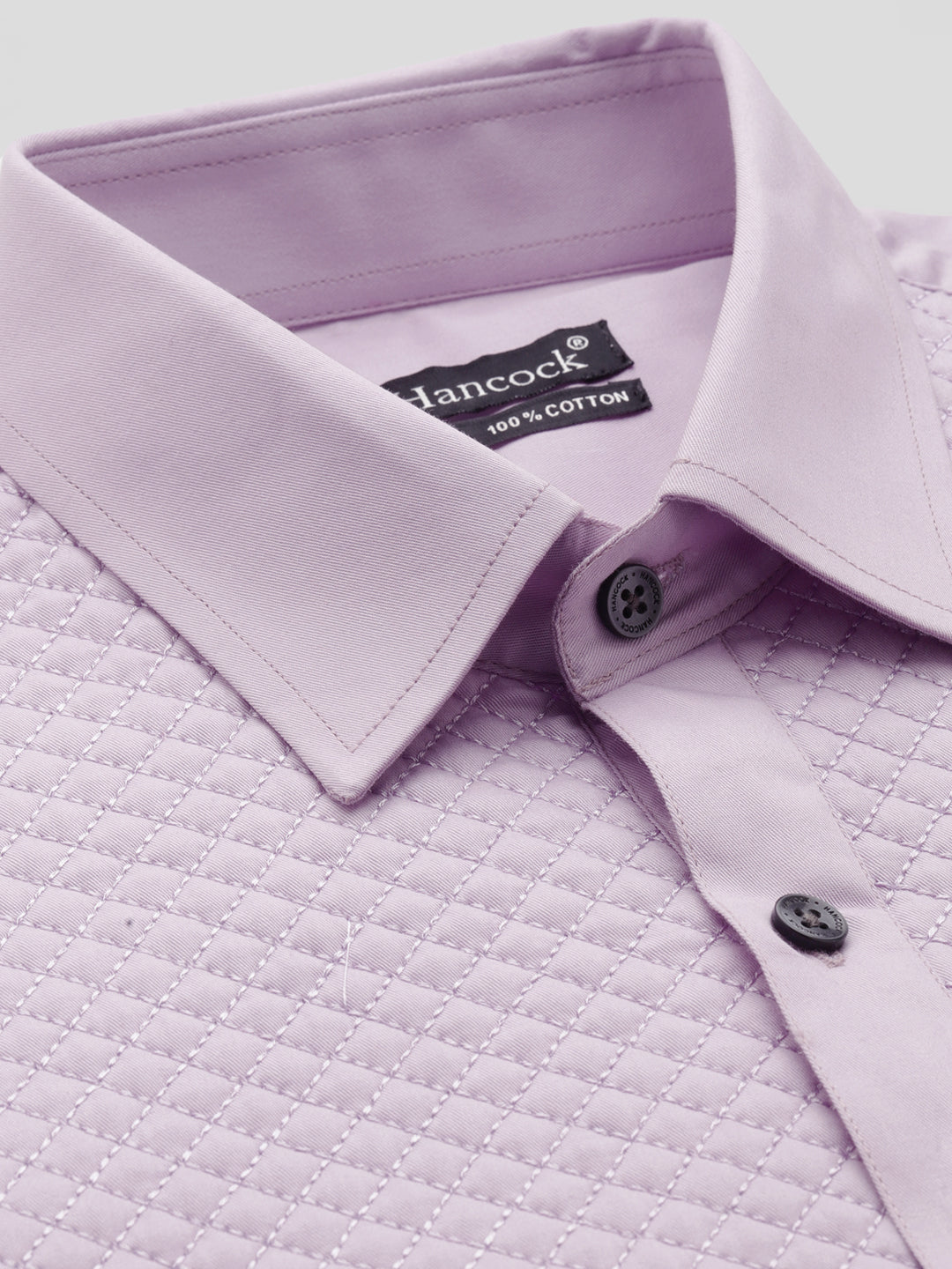 Men Lavender Solid Pure Cotton Slim Fit Tuxedo Shirt