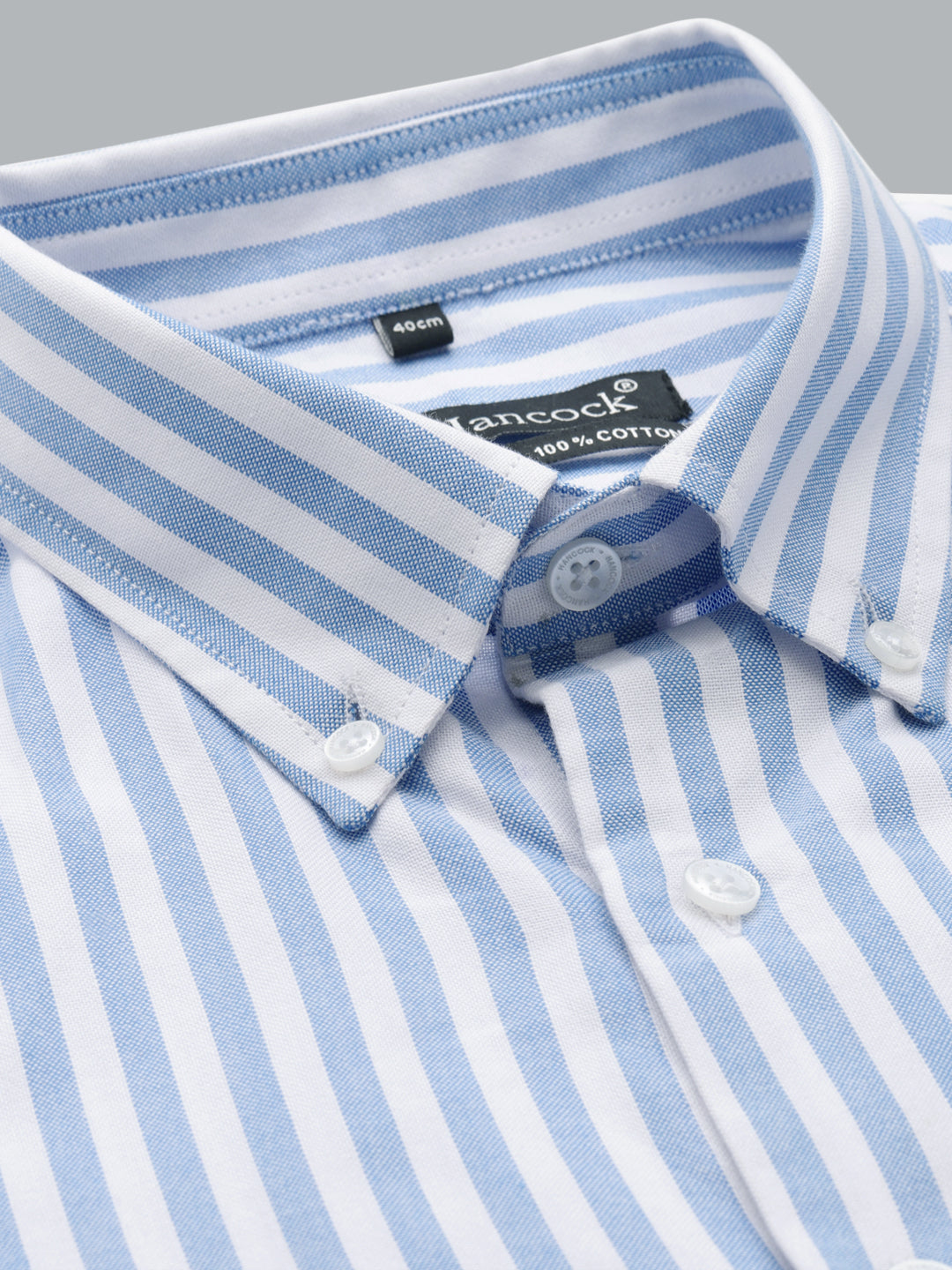 Men White & Blue Wrinkle Resistant Oxford Striped Pure Cotton Slim Fit Formal Shirt