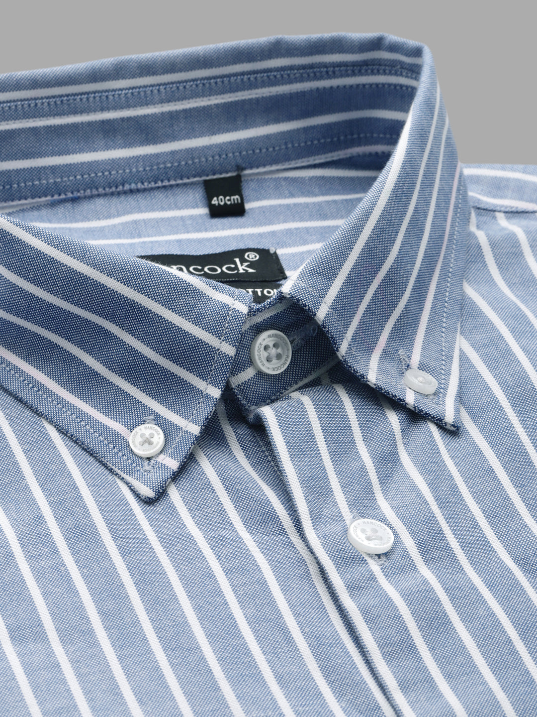 Men Blue & White Candy Striped Pure Cotton Slim Fit Formal Shirt