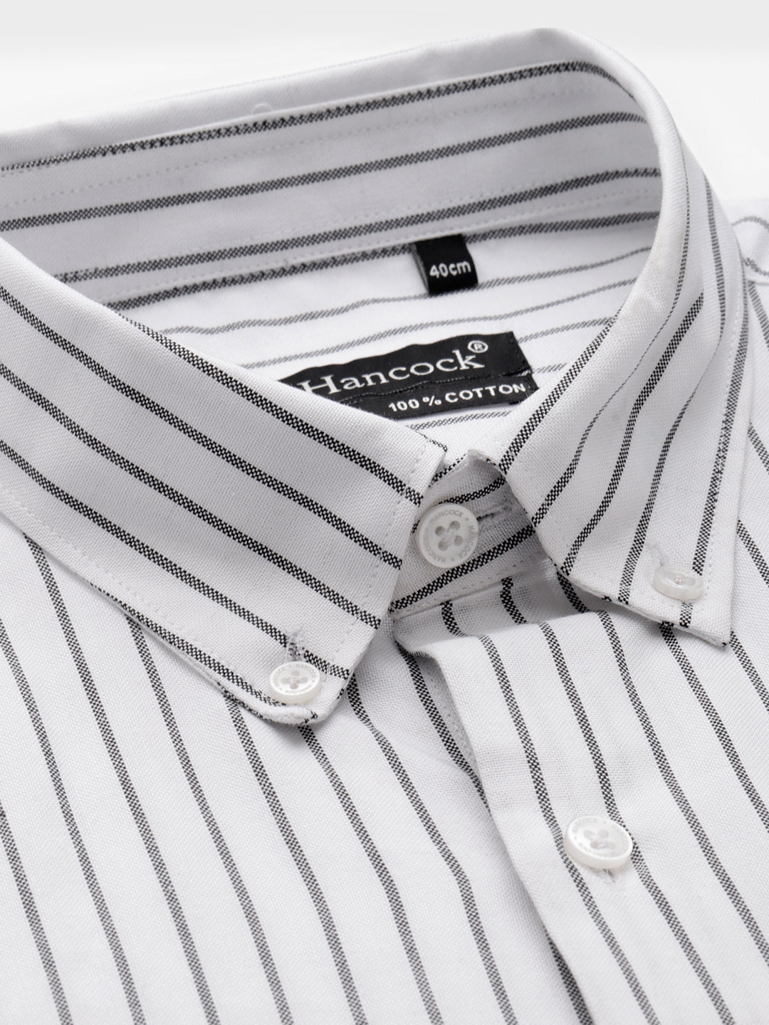 Men White & Black Candy Striped Pure Cotton Slim Fit Formal Shirt