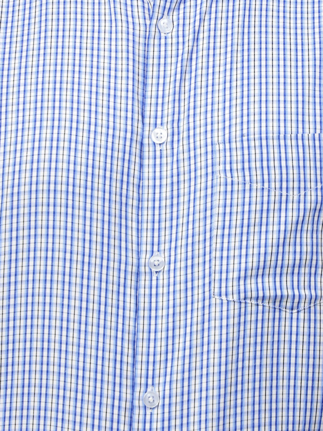 Men Blue Check Cotton Slim Fit Formal Shirt