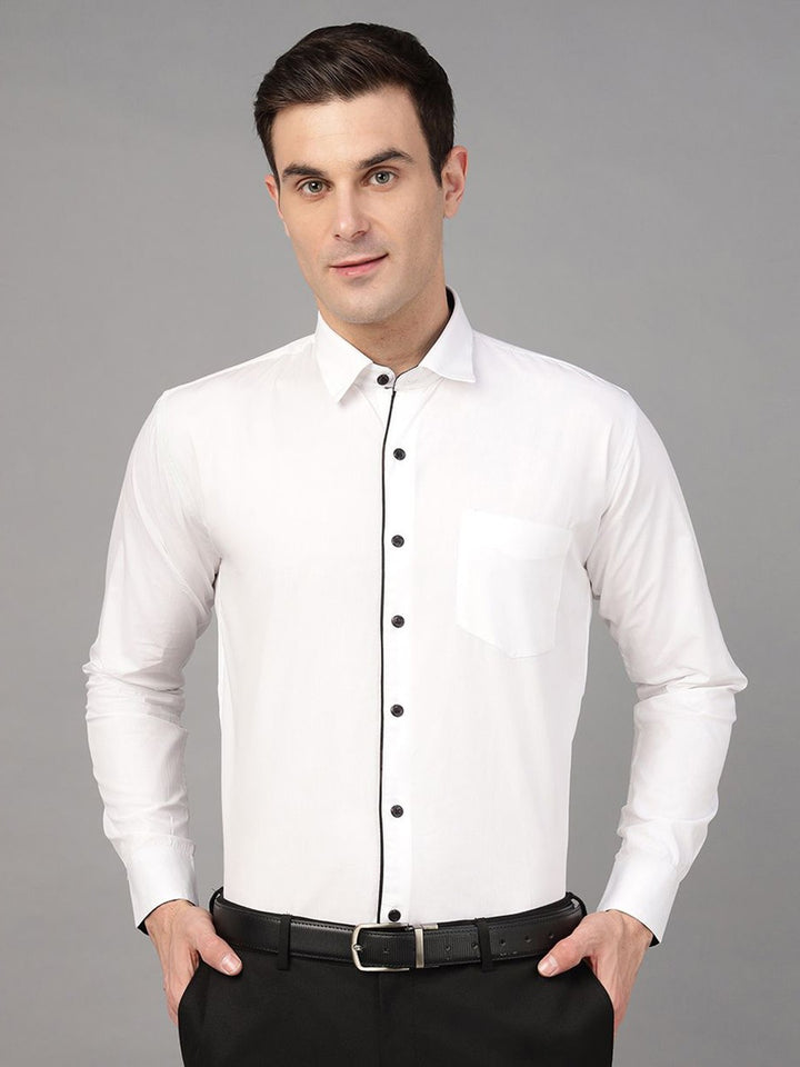 Hancock Men White Solid Pure Cotton Slim Fit Casual Shirt