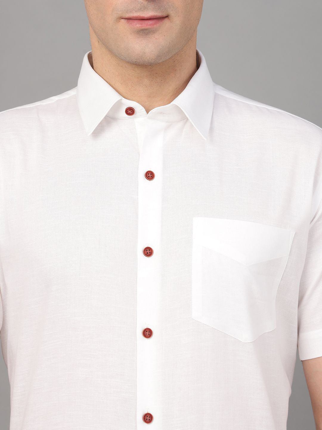 Hancock Men White Solid Pure Cotton Slim Fit Formal Shirt