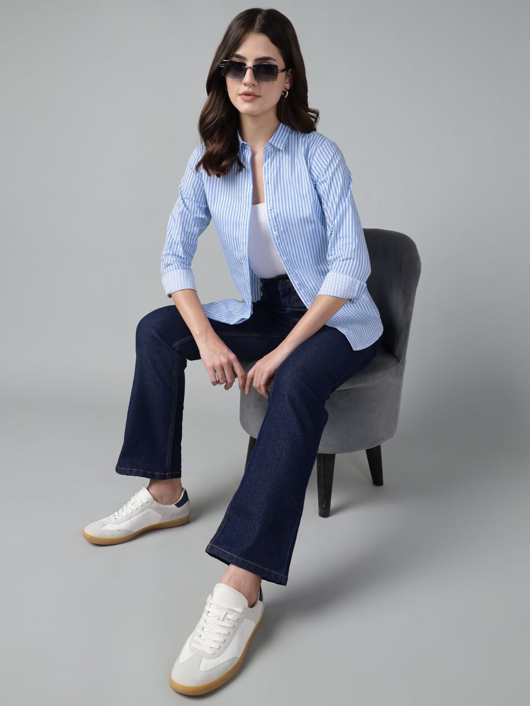 Slim Fit Plain White Shirt And Jeans Formal Shirt White Casual