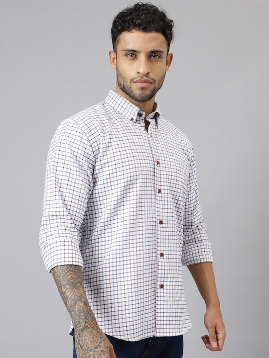 Plaided Flannel Checked Pure Cotton Slim Fit Casual Shirt