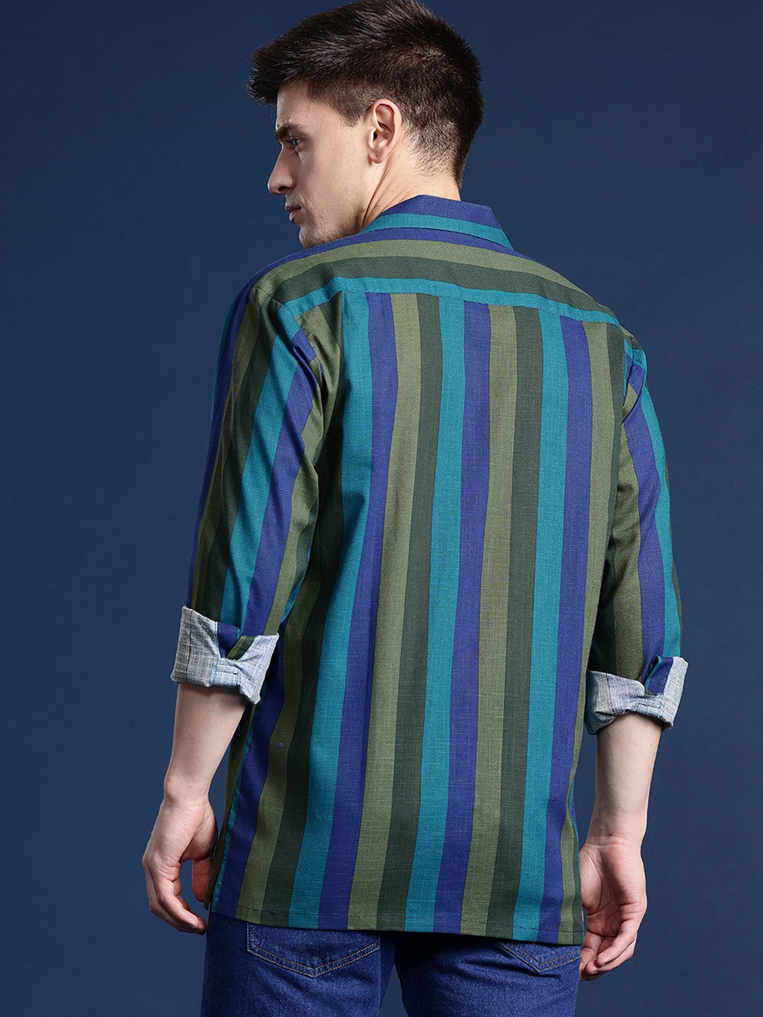 Men Green Checked Pure Cotton Relaxed Fit Casual Shirt