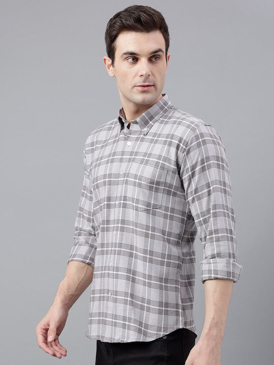 Plaided Flannel Checked Pure Cotton Slim Fit Casual Shirt