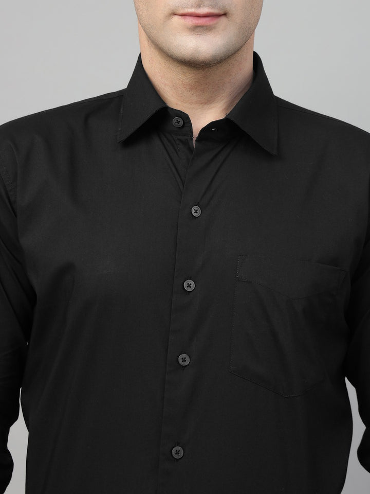 Men Black Red Solid Stretchable Slim Fit Formal Shirt