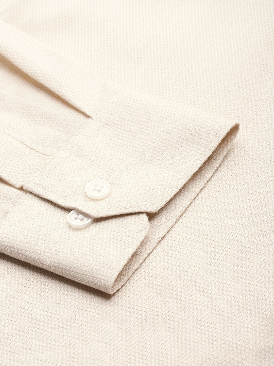 Men Beige Solid Pure Cotton Slim Fit Formal Shirt