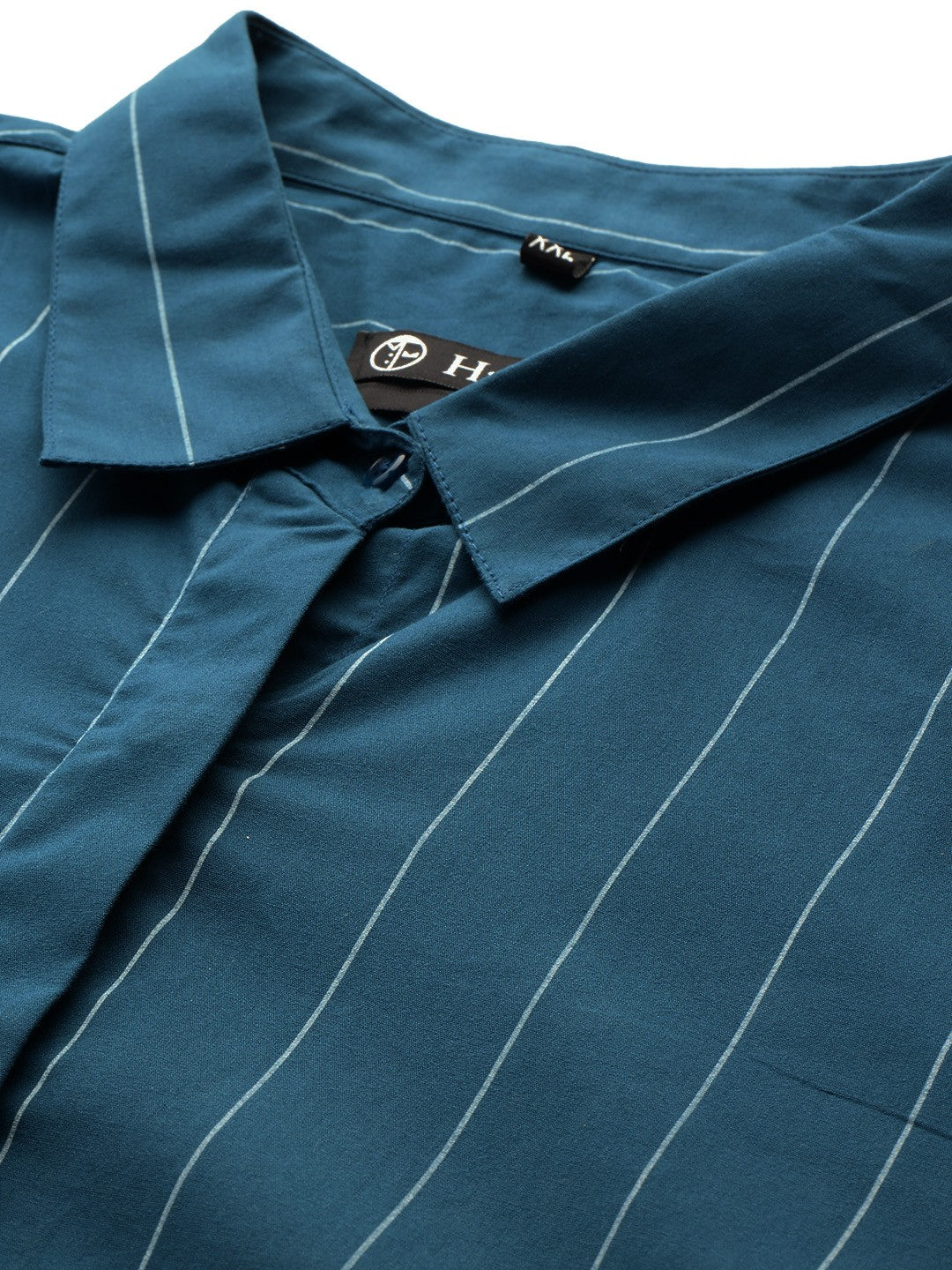 Women Turquoise Stripes Pure Cotton Plus Size Formal Shirt
