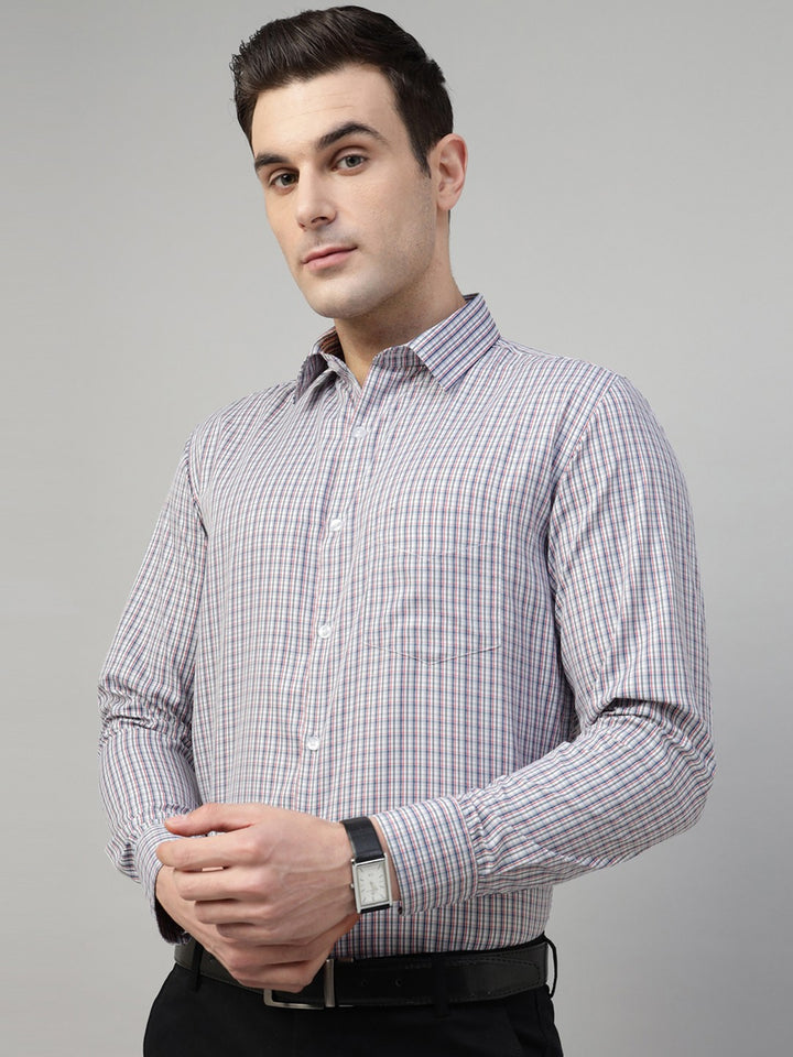 hancock grey; navy windowpane checked spread collar cotton wrinkle ressistant formal shirt 