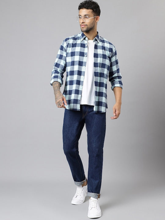 Plaided Flannel Checked Pure Cotton Slim Fit Casual Shirt