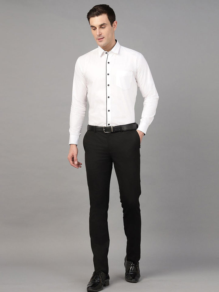 Hancock Men White Solid Pure Cotton Slim Fit Casual Shirt