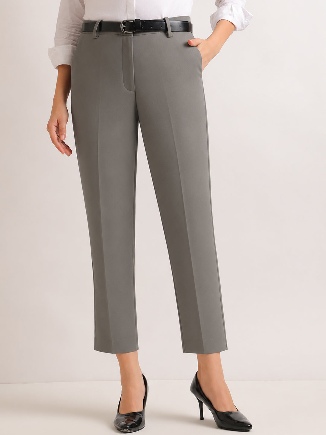 Hancock   Women   Grey   Solids   Viscose Rayon   Slim Fit   Formal   Trouser