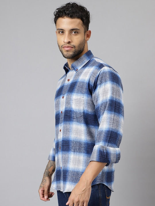 Plaided Flannel Checked Pure Cotton Slim Fit Casual Shirt