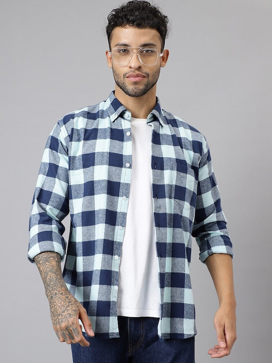 Plaided Flannel Checked Pure Cotton Slim Fit Casual Shirt