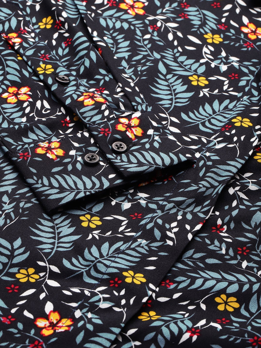 Women Black Floral Viscose Rayon Rayon Formal Shirt