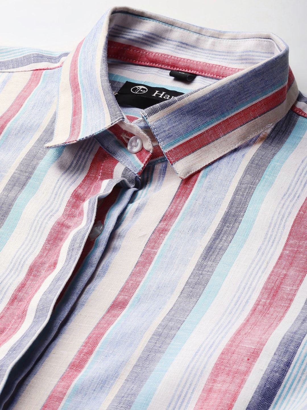 Women White Stripes Linen Formal Shirt