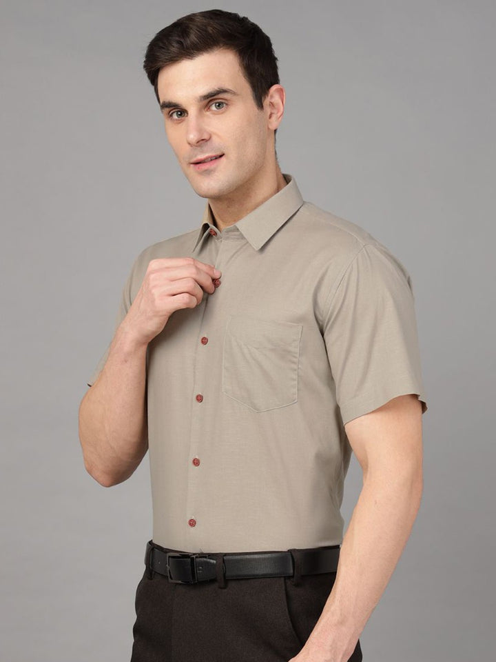 Hancock Men Gin Solid Pure Cotton Slim Fit Formal Shirt