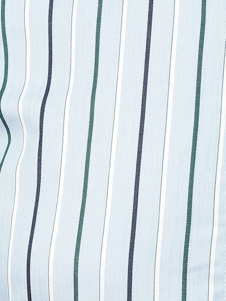 Hancock Women Blue Stripe Pure Cotton Regular Fit Formal Shirt