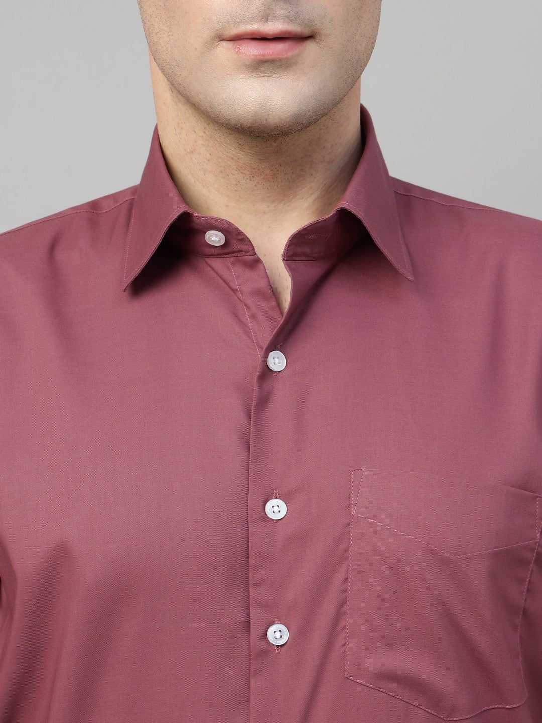 Men Grape Red Solid Stretchable Slim Fit Formal Shirt