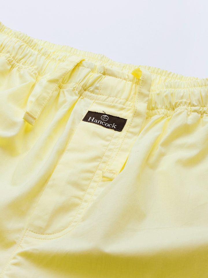 Men Lemon Solids Pure Cotton Regular Fit Night Wear Night Suit