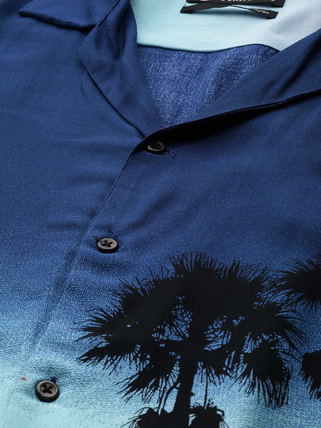 Men Navy & Pink Printed Viscose Rayon Relaxed Fit Casual Resort Shirt