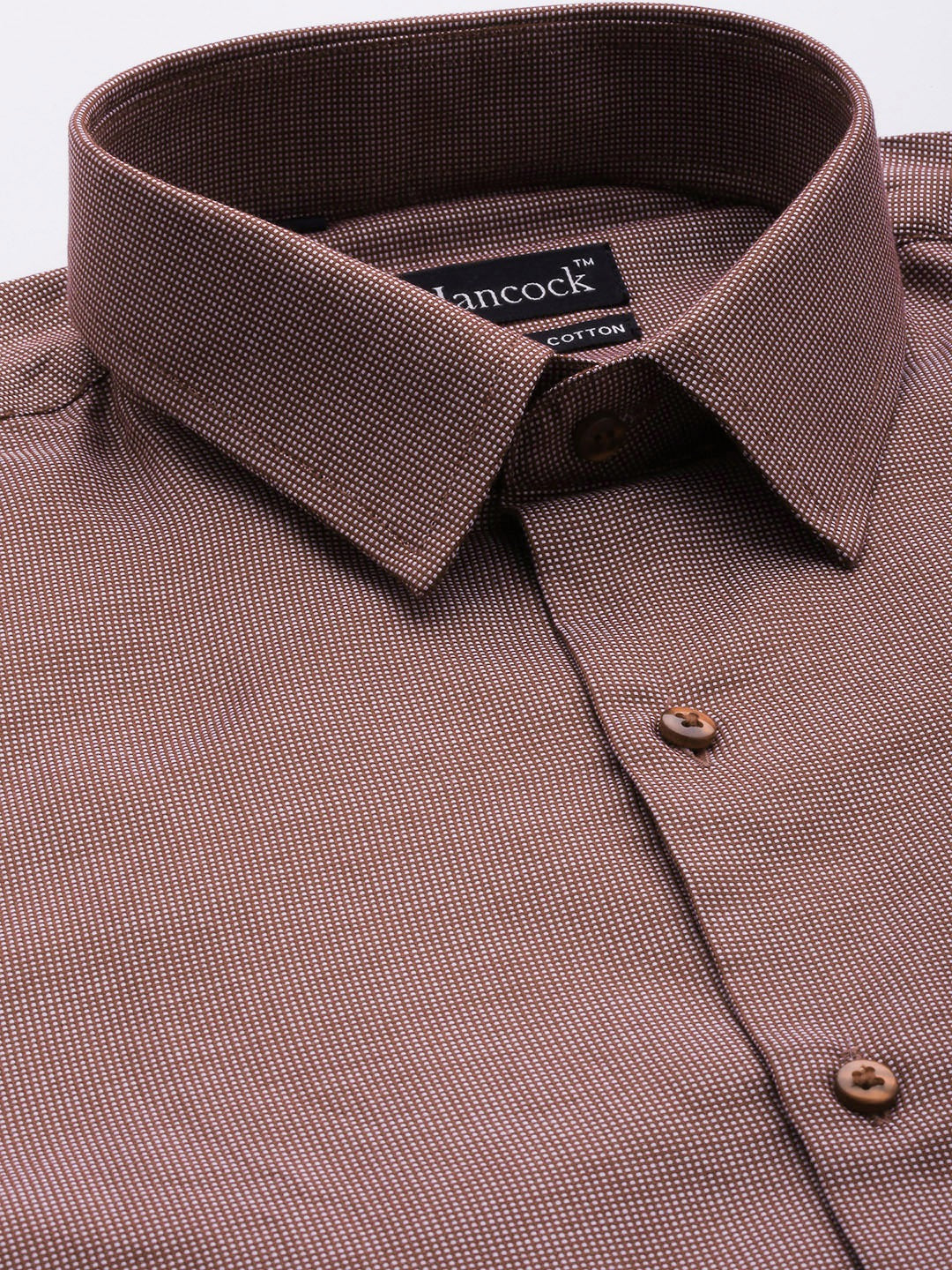 Men Maroon Solid Self Design Pure Cotton Slim Fit Formal Shirt
