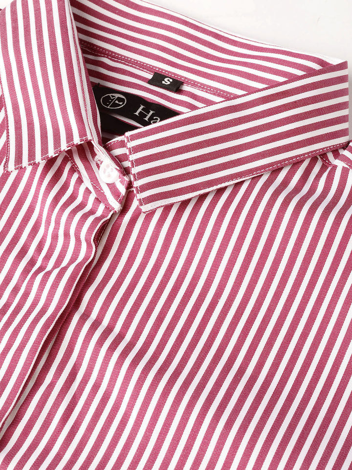 Women Red & white Pure Cotton Striped Slim Fit Formal Shirt
