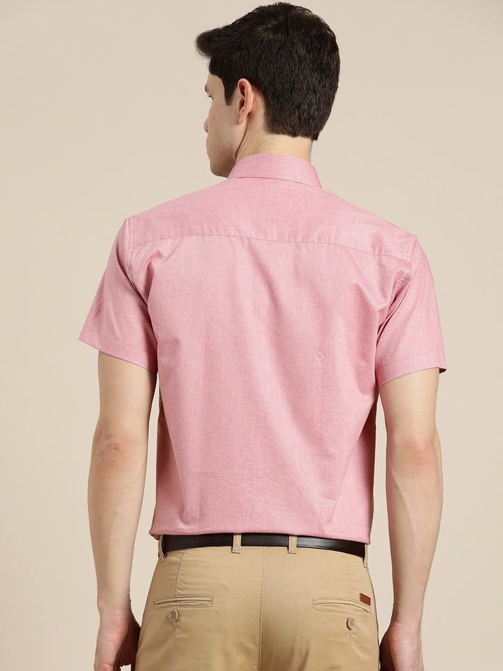 Men Pink Solids Cotton Rich Slim Fit Formal Shirt