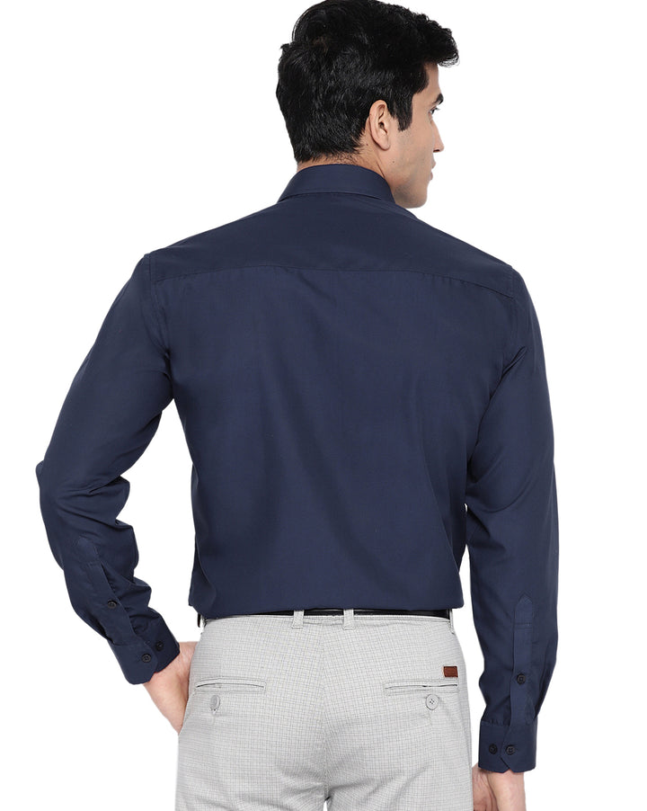 Men Navy Cotton Solid Slim Fit Formal Shirt