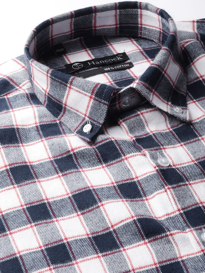 Men White Checks Pure Cotton Slim Fit Formal Shirt