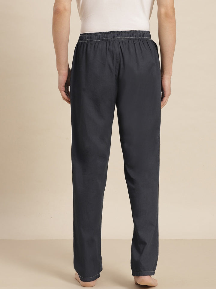 Men New Dark Blue Solid Denim Cotton Relaxed Fit Casual Lounge Pant