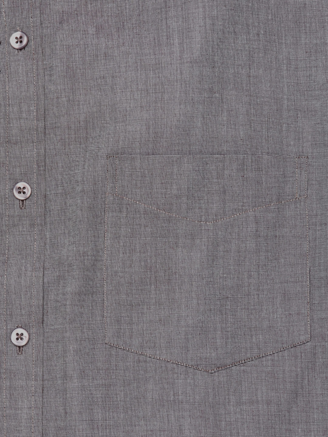 Men Grey Solid Chambray Slim Fit Formal Shirt