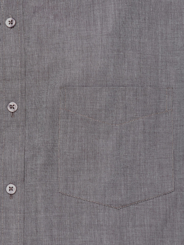 Men Grey Solid Chambray Slim Fit Formal Shirt