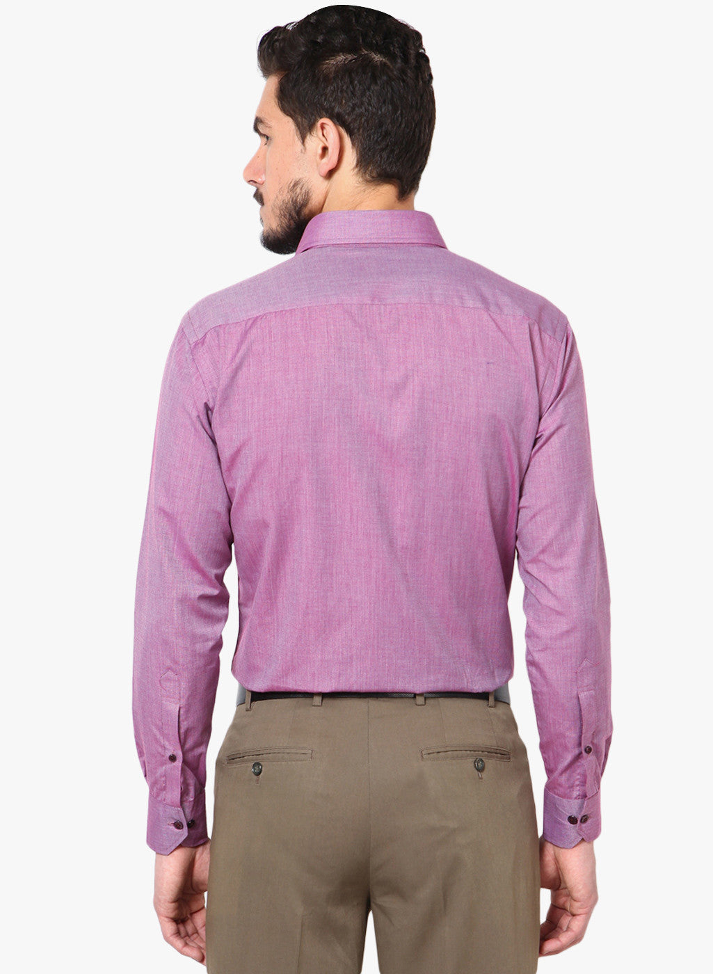 Men Pink Slim Fit Solid Chambray Cotton Rich Formal Shirt