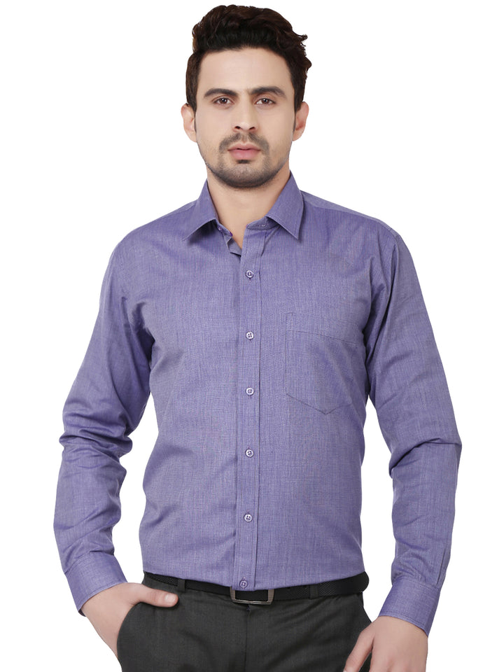 Men Purple Solid Cotton Rich Slim Fit Formal Shirt