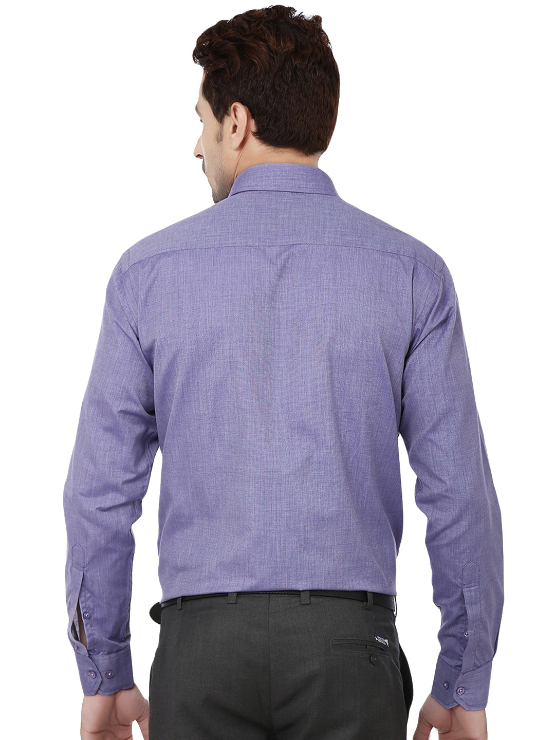 Men Purple Solid Cotton Rich Slim Fit Formal Shirt