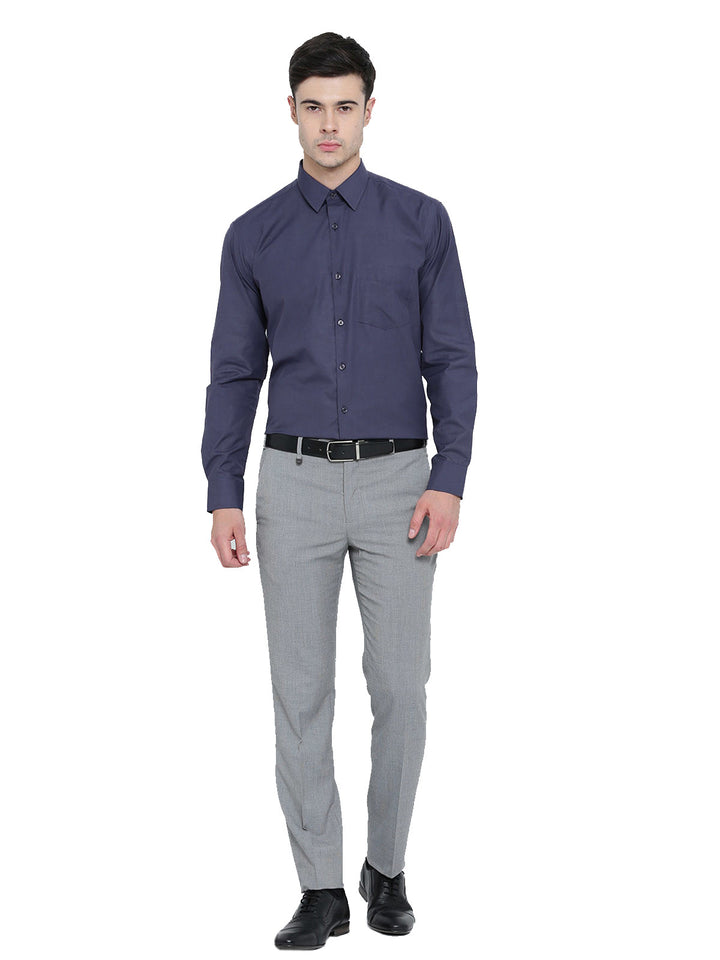 Men Purple Chambray Slim Fit Formal Shirt