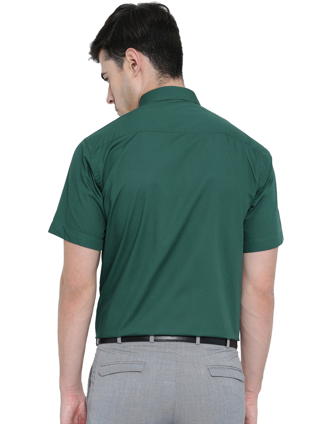 Men Green Solid Pure Cotton Slim Fit Formal Shirt