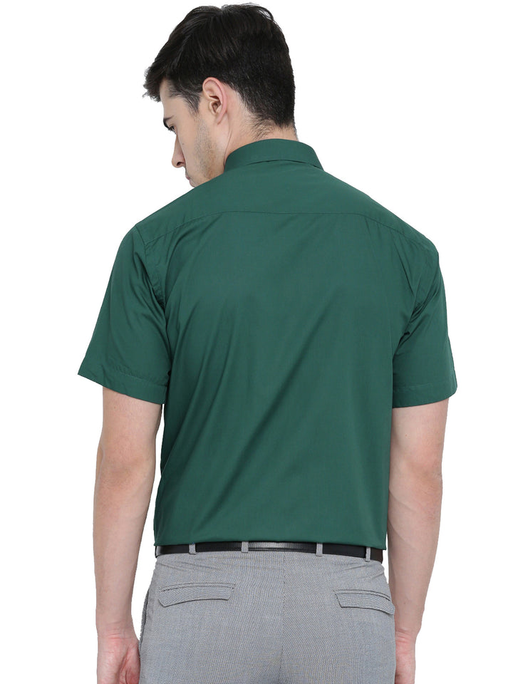 Men Green Solid Pure Cotton Slim Fit Formal Shirt
