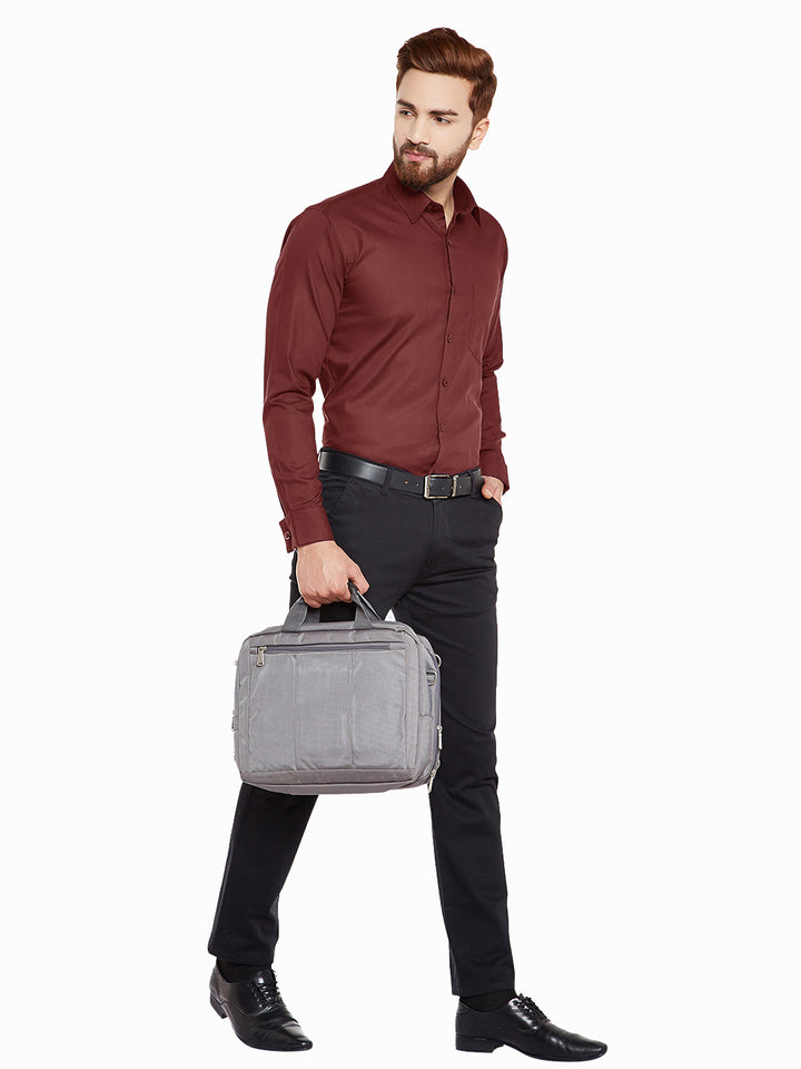 Men Maroon French Cuff Slim Fit Pure Cotton Formal SHirt