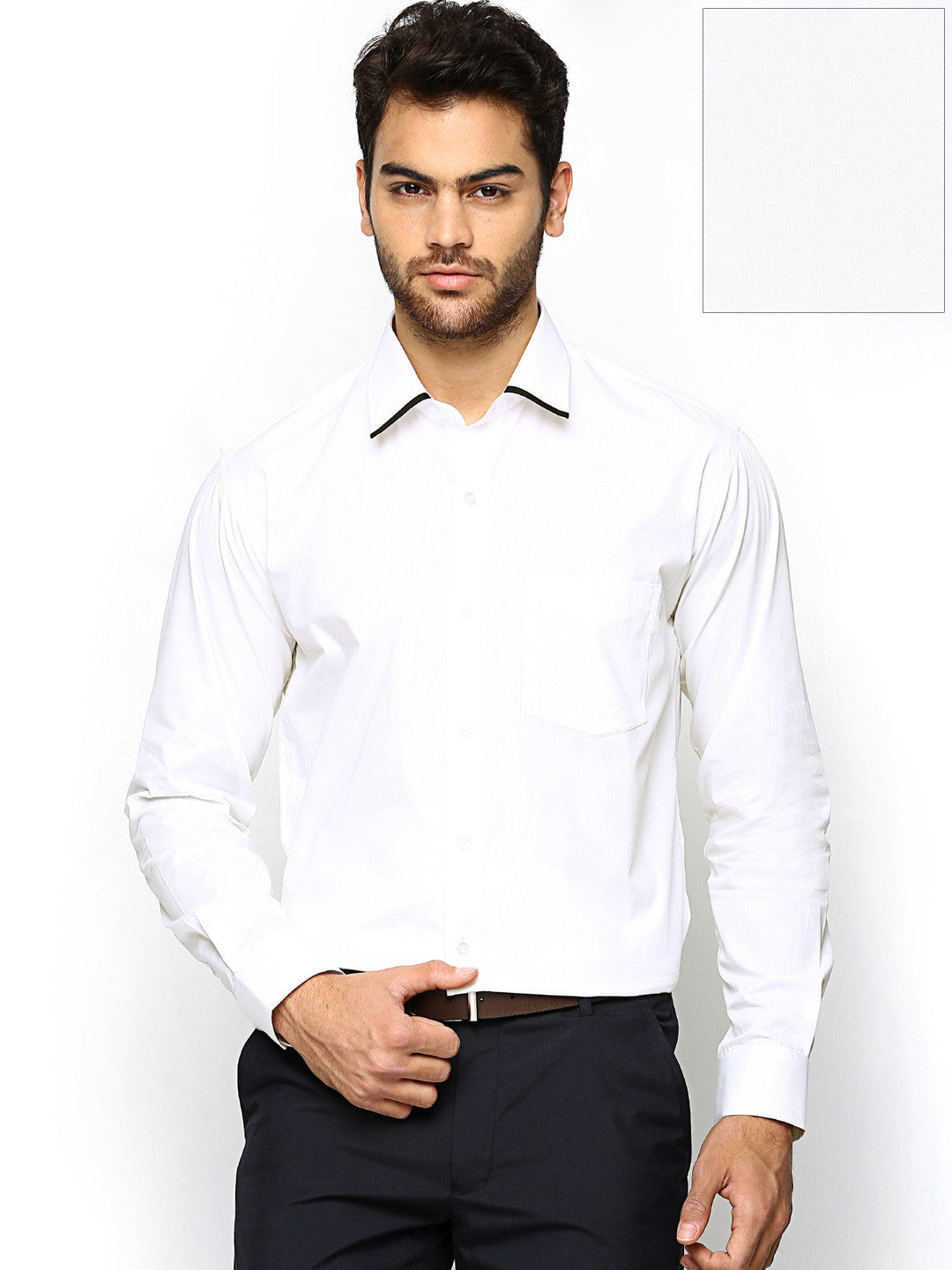 Men White Solid Pure Cotton Slim Fit Formal Shirt