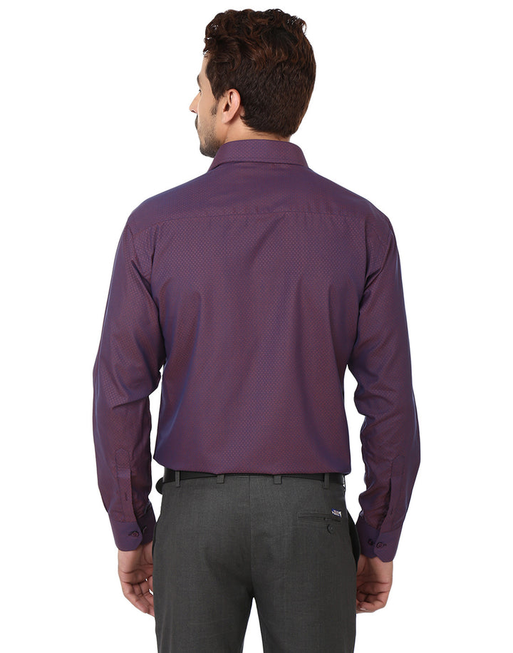 Men Wine Slim Fit Solid Dobby Cotton Rich Formal Shirt
