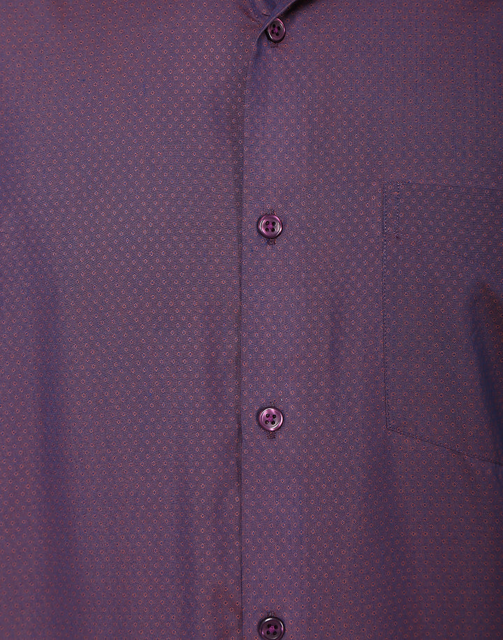 Men Wine Slim Fit Solid Dobby Cotton Rich Formal Shirt