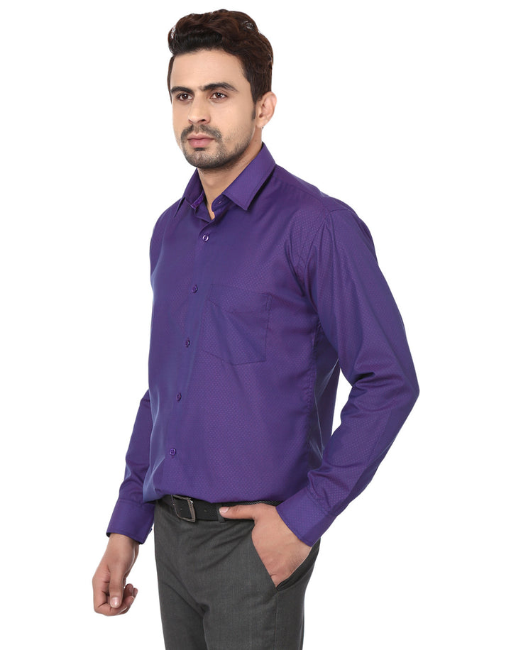 Men Purple Slim Fit Solid Dobby Cotton Rich Formal Shirt
